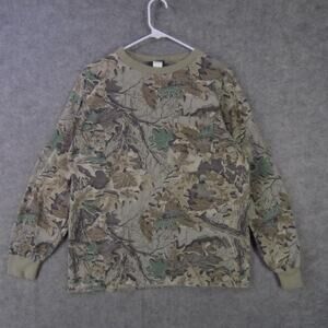 Cabela's Shirt Mens Large Camo Long Sleeve Crewneck Pocket Hunting Made in USA